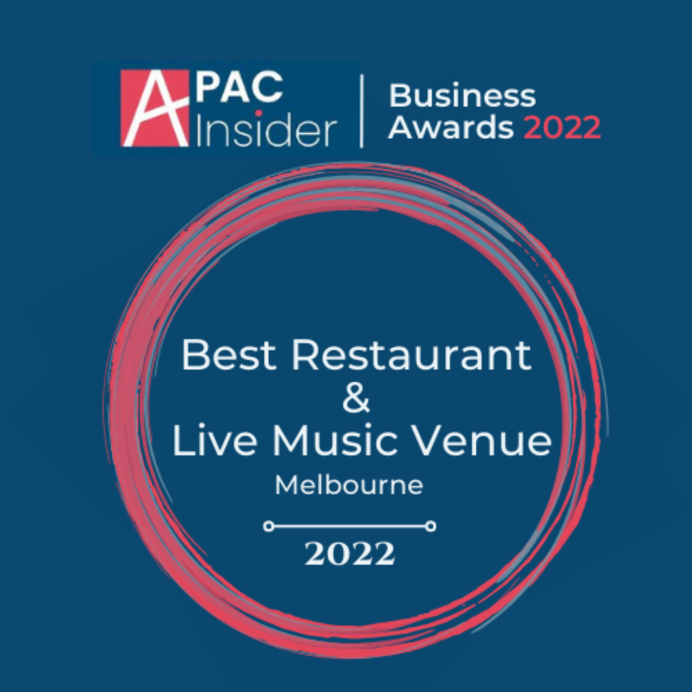 Arcobar is proud to have received the 2022 APAC Insider Award for Best Restaurant & Live Music Venue (Melbourne)