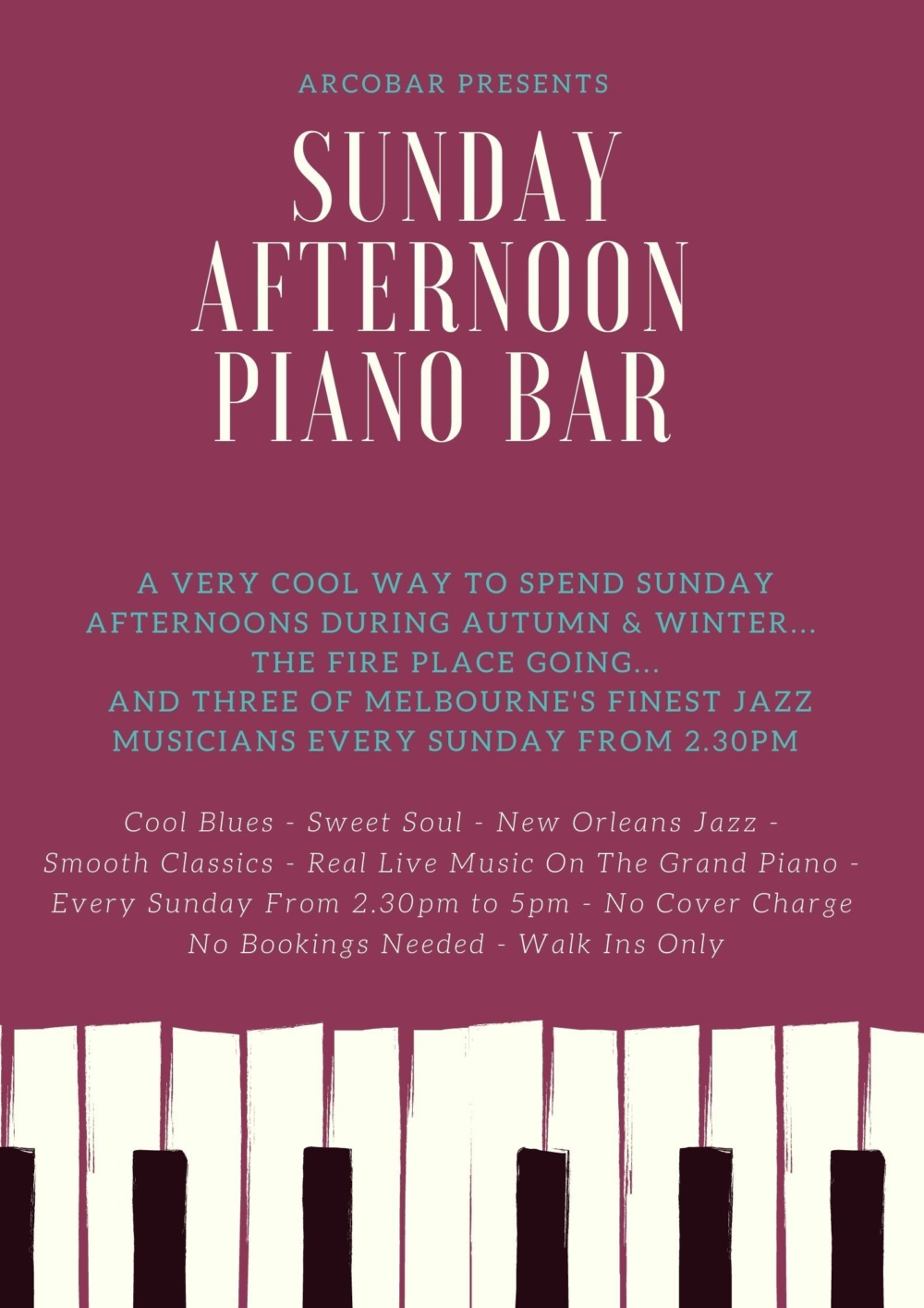 arcobar presents Sunday Afternoon Piano Bar